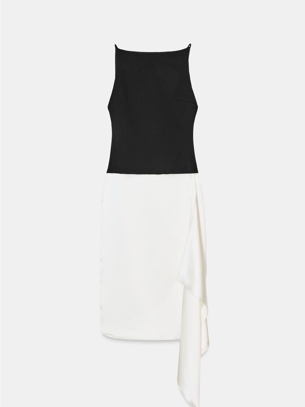 NWT Zara Black and White Asymmetric Combined Satin Mini Dress Small - Picture 3 of 7